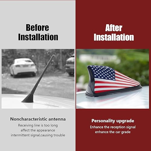Miniatura 4 de 1 cubierta de antena de aleta de tiburón para automóvil, bandera estadounidense, amplificador de señal de radio AMFM de 6.3 pulgadas x 3.1 pulgadas