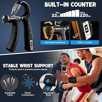 KATLIKU Chest Exerciser for Men, 3-in-1 Adjustable Twister Arm Trainer Set (30-50kg/66-110lbs) with Hand Gripper & Wrist Guards – Forearm Strengthener, Biceps & Shoulder Home Gym Equipment