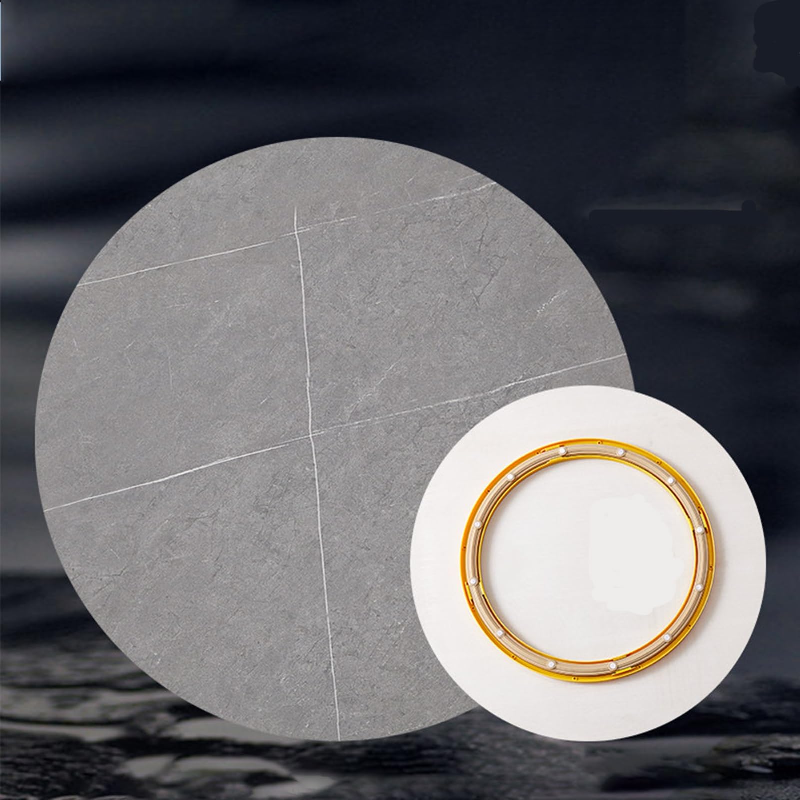Plateau Tournant pour Table Ronde | Base Rotative en Verre Trempé, Mécanisme Fluide et Silencieux(Gray 2,100cm/39.3in)