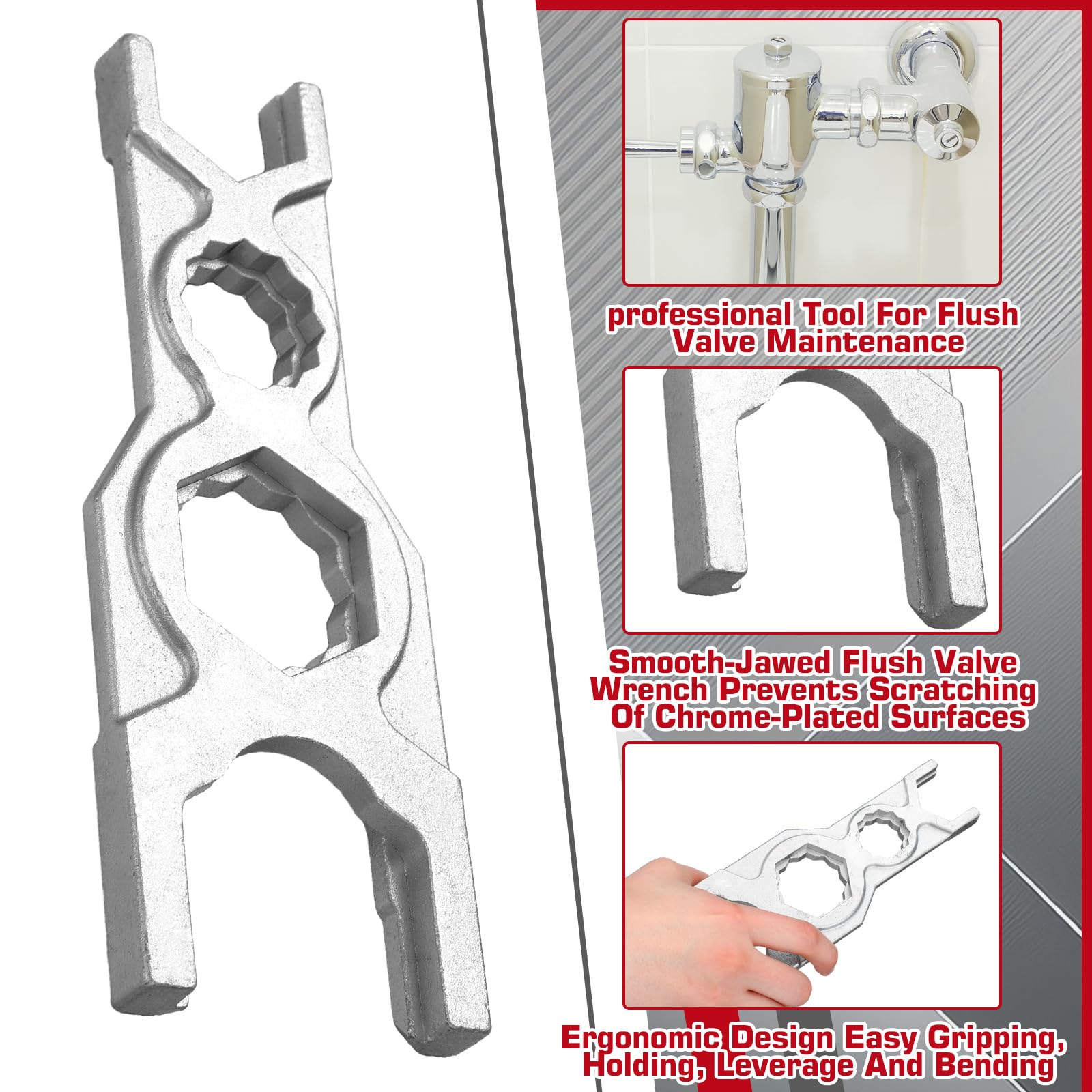 Yaocom Llave de válvula de descarga ergonómica de 7-3/4 para reparar e instalar flusómetros con mandíbula suave para evitar daños por cromo