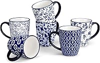 Vista 1 de vancasso SELENE Coffee Mugs Set of 6, 12 Oz Porcelain Coffee Cups with Handle, Ceramic Tea Cup for Cappuccino, Latte, Tea, Cocoa, Dishwasher &