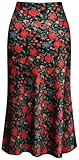 Leopard Skirt for Women Midi Length High Waist Silk Satin Elasticized Cheetah Casual Ladies Skirts