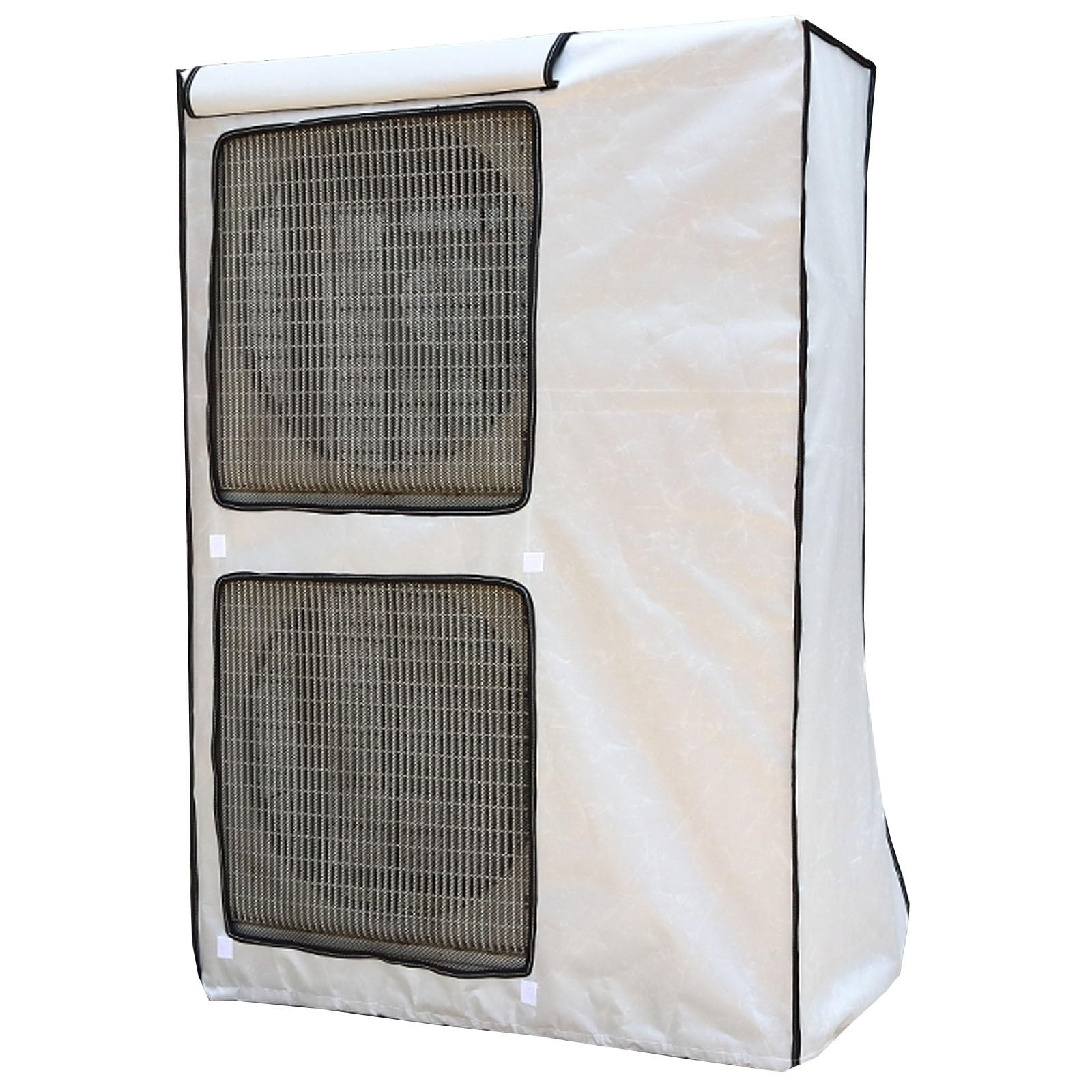 Protection Climatiseur Exterieur, Cache Pompe a Chaleur Extérieur, Grande Conception Double Épaisseur avec Doubles Aérations et Rideaux de Protection(White,105x146x43cm/41x57x16in)