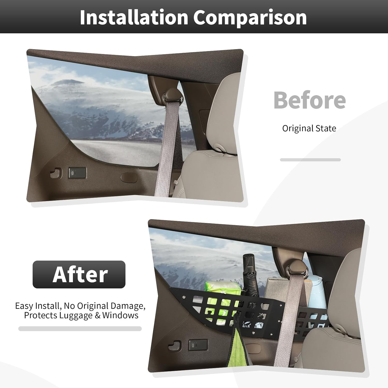 CheroCar Rear Side Window MOLLE Panel Cargo Rack Shelf Aluminum Alloy Storage Replacement Accessories Compatible with 2024 2025 2026 Chevy Suburban Tahoe GMC Yukon