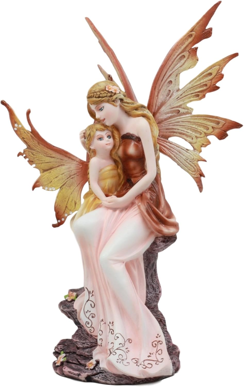 Ebros Motherhood Daisy Fairy Mother Embracing Daughter Statue Fairy Garden Fantasy Collector Figurine