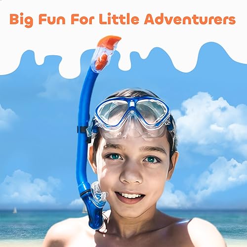 Miniatura 2 de Juego de esnórquel para niños, equipo de esnórquel con parte superior seca, gafas de natación para niños, máscara de esnórquel de vidrio templado