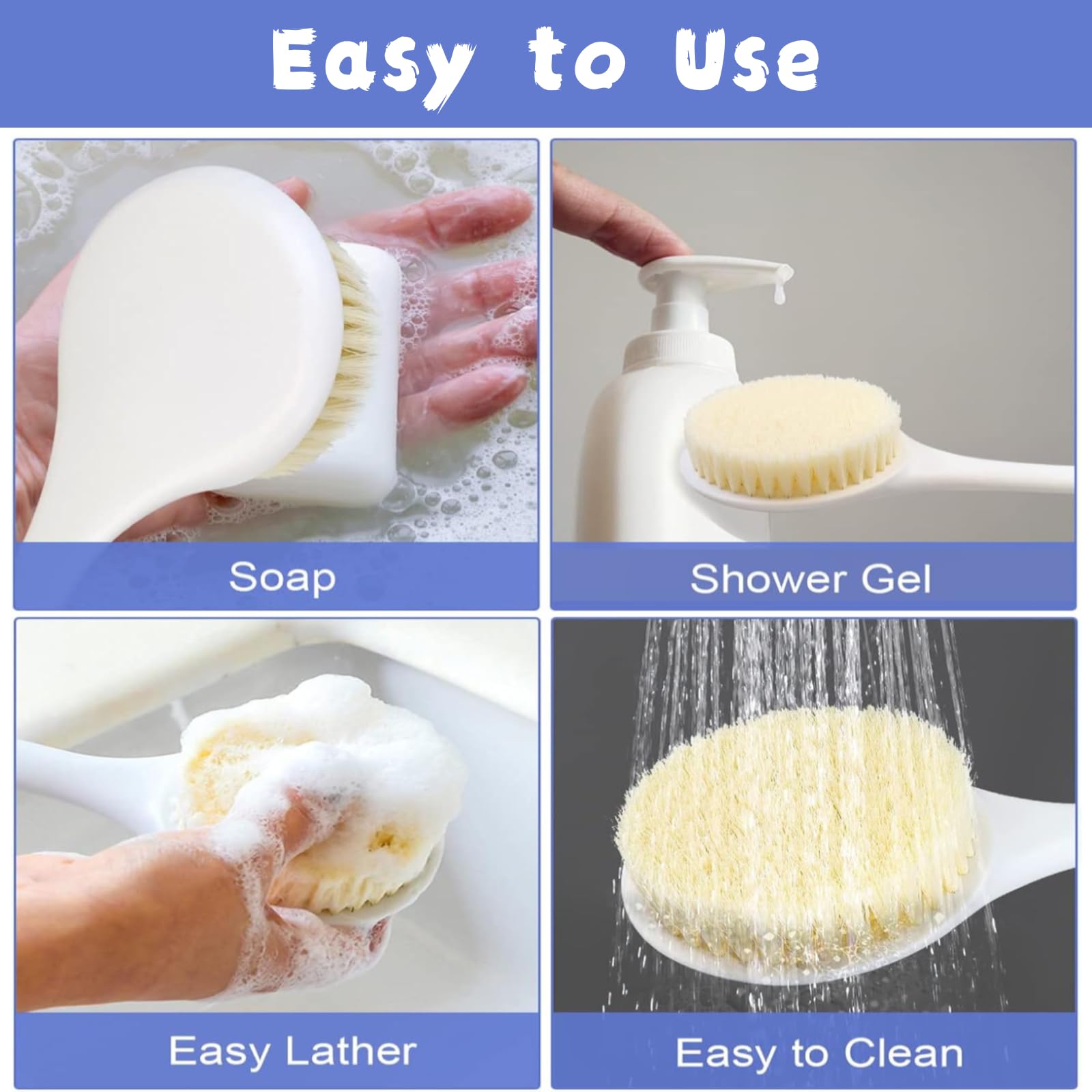 2Pcs Back Shower Brush Long Handle 35CM - Image 4