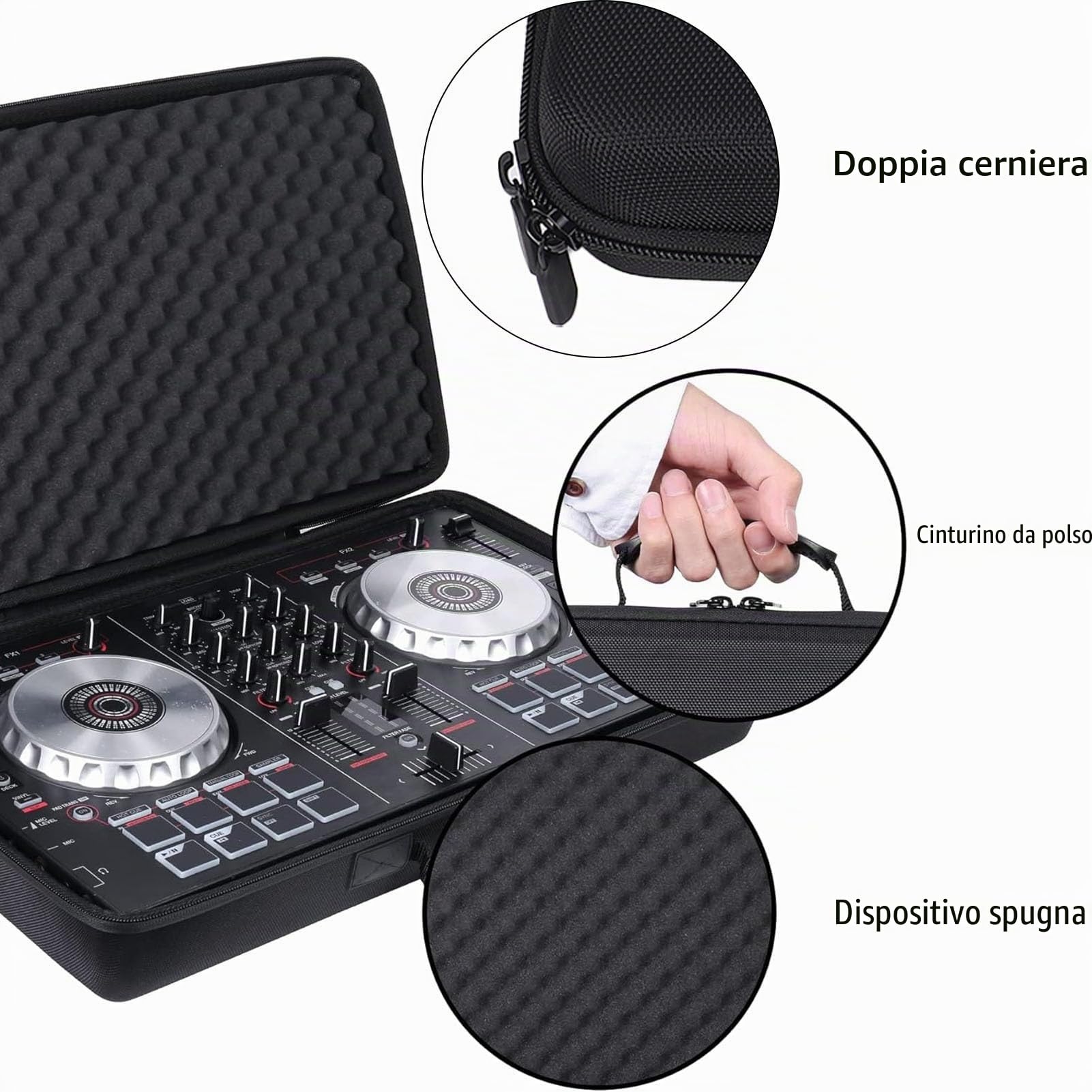 Borsa di Stoccaggio DJ, Custodia da Viaggio Protettiva, Spaziosa e Resistente agli Strappi, Aderente e Pratica, Leggera e Comoda per Controller a Doppio Canale, For DJ Professionisti e Dilettanti