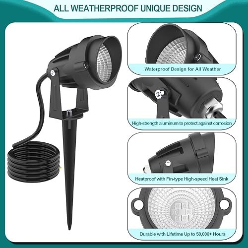 Miniatura 4 de iCreating Luces de paisaje de bajo voltaje, focos de Navidad de 12 W, luces LED RGB que cambian de color al aire libre, iluminación de paisaje con