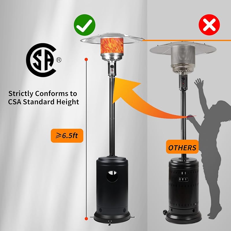 Ignovate 50,000 BTU Outdoor Propane Patio Heater with Wheels – Durable Powder-Coated Steel Gas Heater with Easy Ignition & Safety Shut-Off for Patio, Backyard, Garden, Restaurant image 2