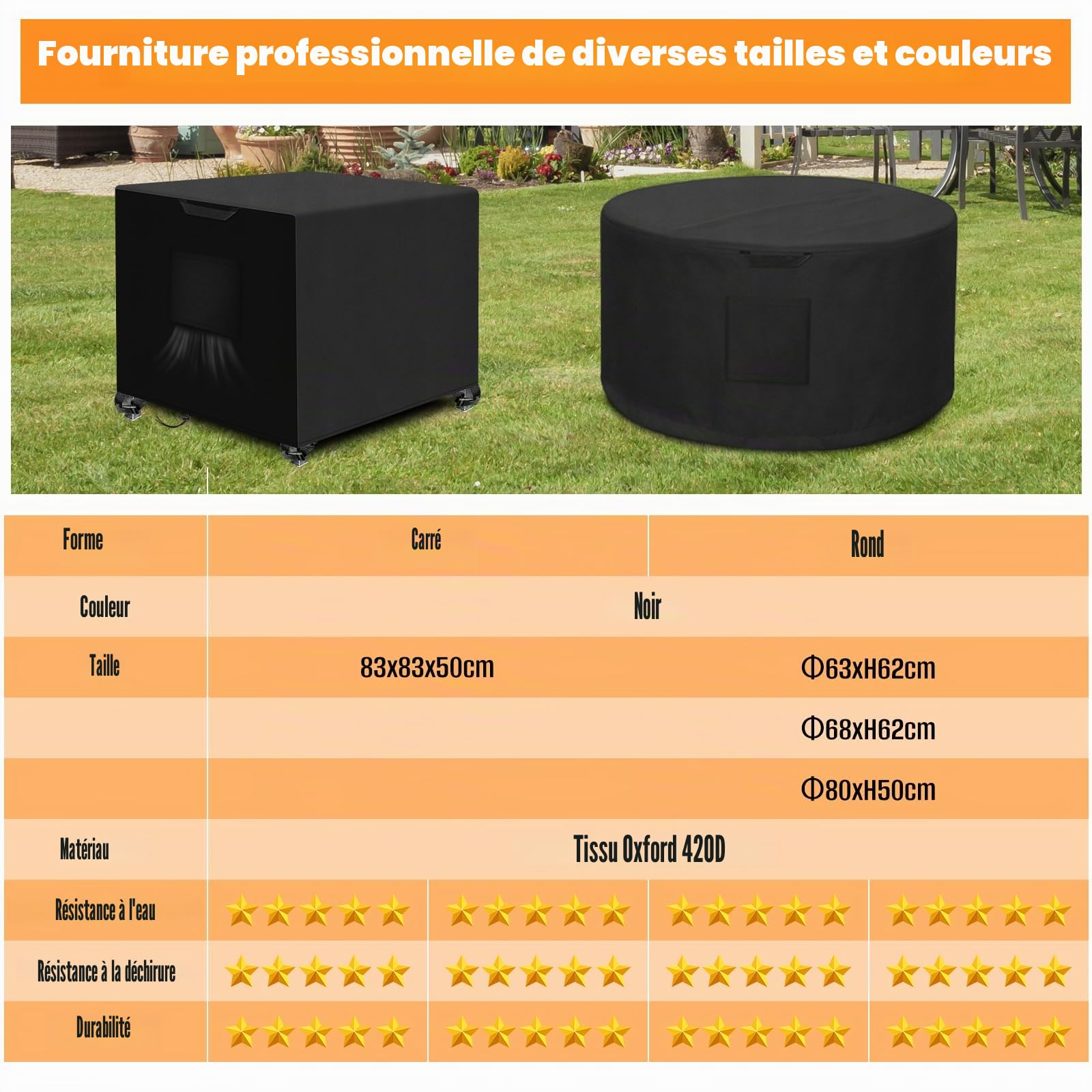 Kovshuiwe Porch Shield Housse de protection pour foyer de terrasse carrée 83 cm x 83 cm x 50 cm - Tissu 420D imperméable et résistant, Housse pour foyer extérieur/table, Housse pour foyer à gaz