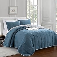 Vista 1 de Sophia & William Juego de edredón de 3 piezas con 1 edredón y 2 fundas de almohada, tamaño King, con patrones de diamantes de doble cara, acogedor