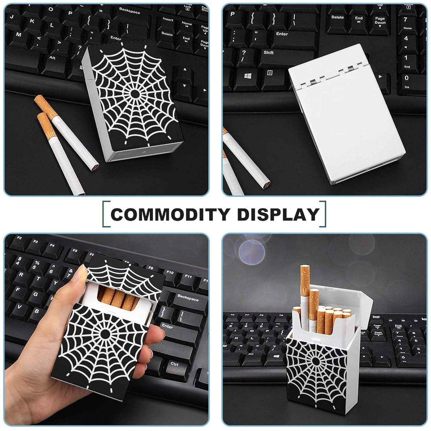 Waterproof Cigarette Case for Men Women Plastic Spider Web Cigarette Holder Box for 20pcs 85mm Size Portable Cigarette Pack Protector with Flip-Top Lid Ideal Gift for Smokers