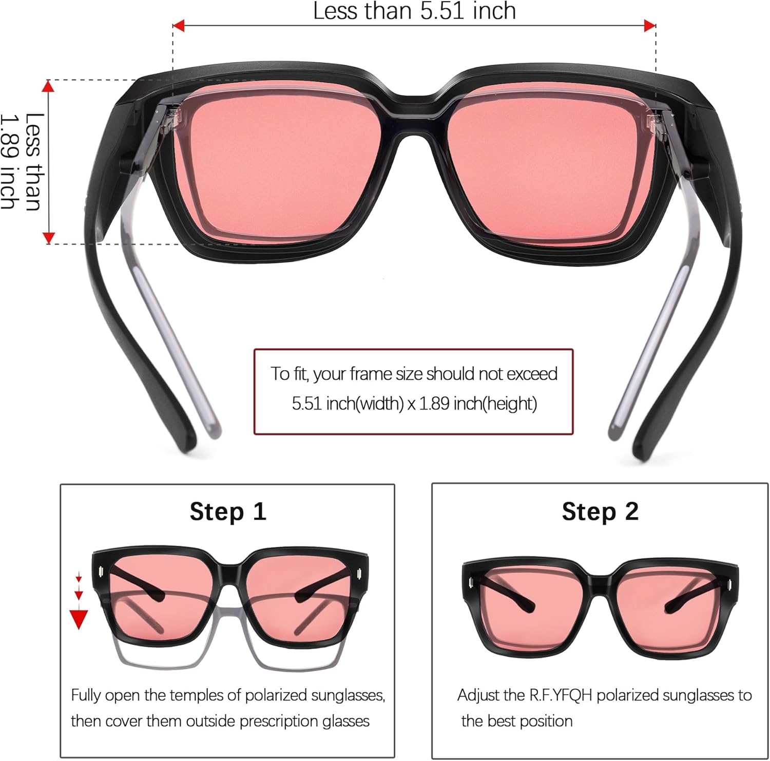 Fluorescent-41 Rose Tinted Fit Over Blue Light Blocking Glasses for Migraine, Light Sensitivity, Photophobia JF7201 - Image 4