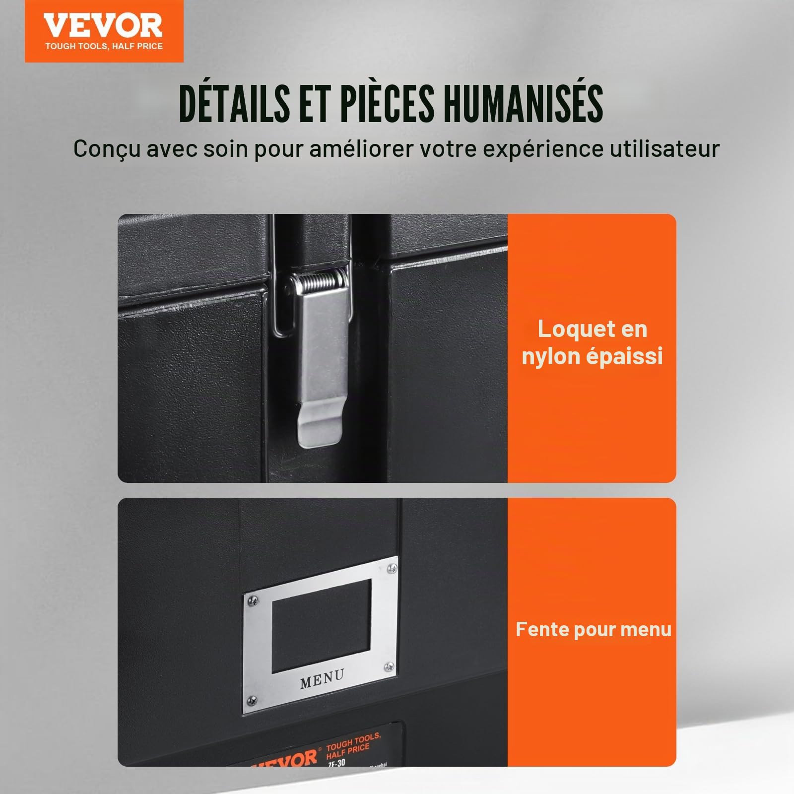 VEVOR Conteneur Isotherme 30 L, Boîte de Transport en LLDPE à Chargement par le Haut, 3 Bacs Alimentaires en Inox, pour Garder au Chaud ou Froid Traiteur Restauration Restaurant Cantine 627x430x610 mm