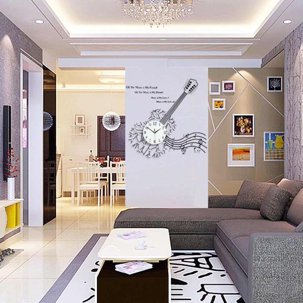 LCM guitar clock/ modern minimalist living room clock/Creative clock/European-style decorative mute wall charts-A 85x38cm(33x15inch)