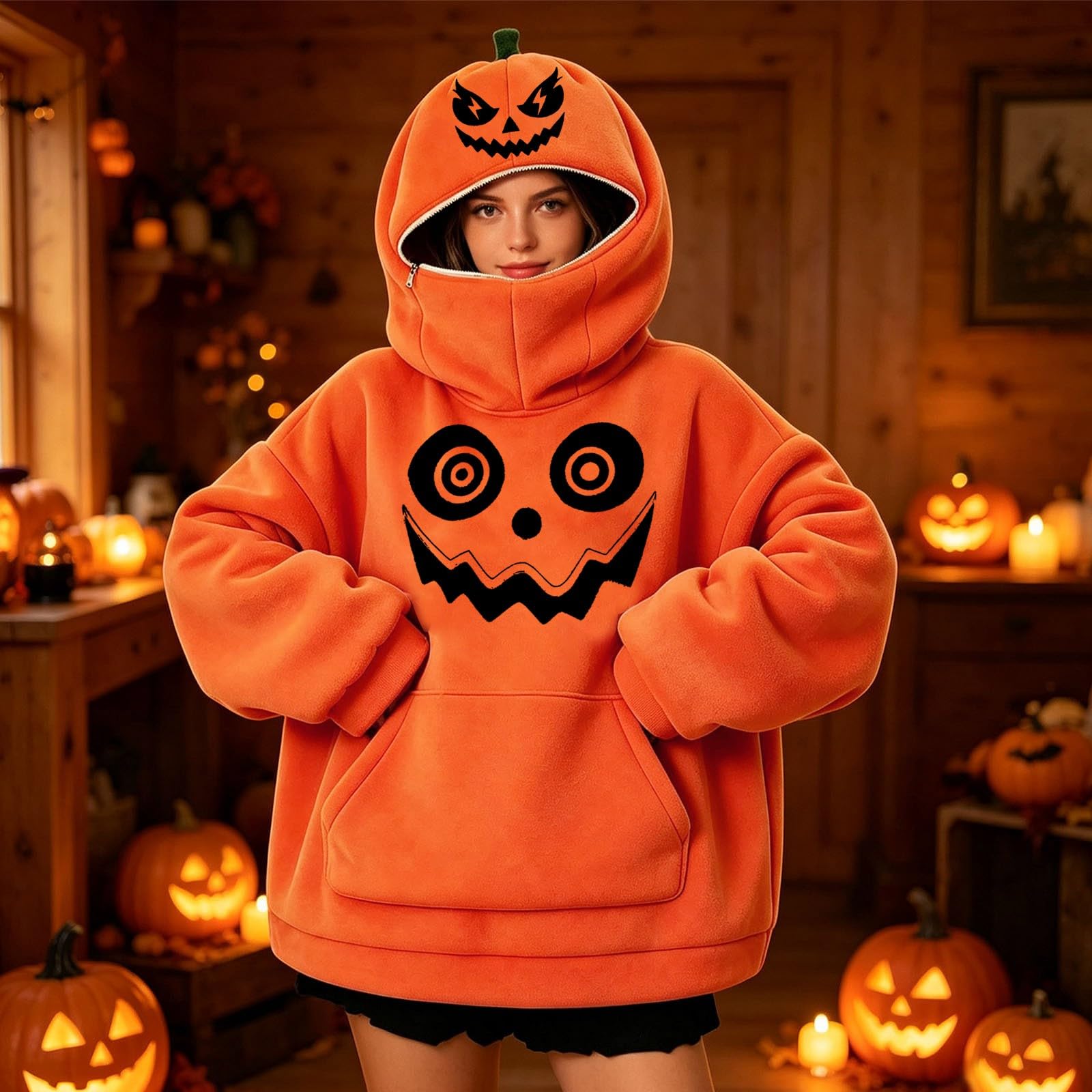 Felpa con cappuccio con stampa a maniche lunghe, stile per l'inverno, comoda per il tempo libero, con motivo decorativo, maglione caldo per occasioni cosplay, abbigliamento quotidiano, top elegante e