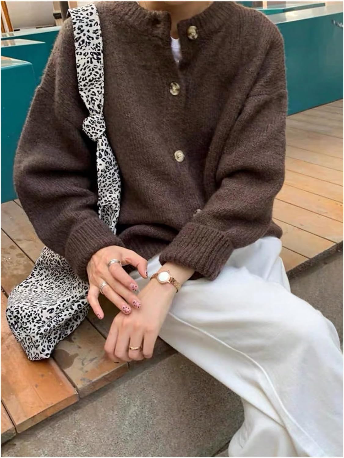 GORGLITTER Women's Button Up Cardigan Trendy Long Sleeve Chunky Knit Cozy Oversized Holiday Sweaters Outerwear - Image 4