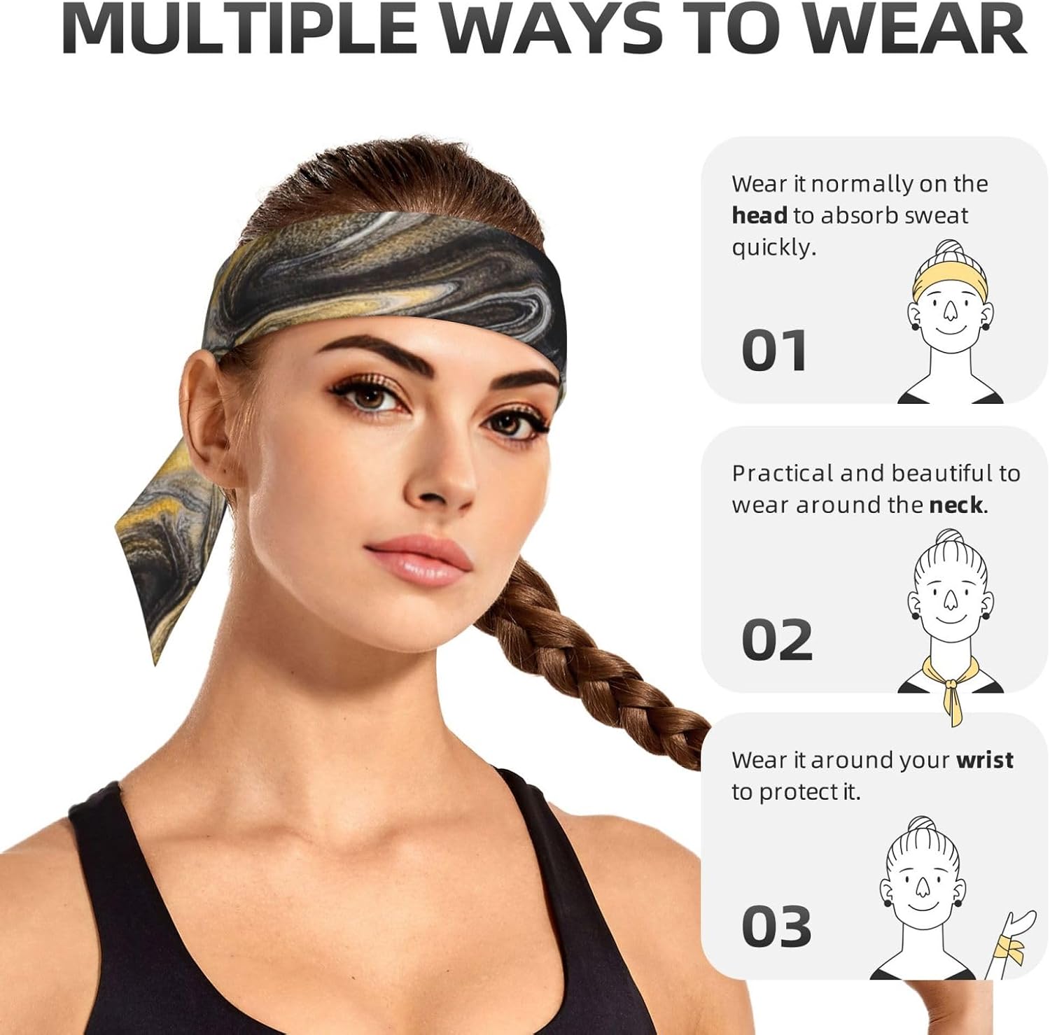 Sports Head Tie Westie Dogs Beach Summer Tropical Tie Sweatband Headband Men Women Elastic Bandana Adjustable Non-Slip Moisture Wicking for Running Football Yoga Workout Athletic Hair Ninja Head Band image 5