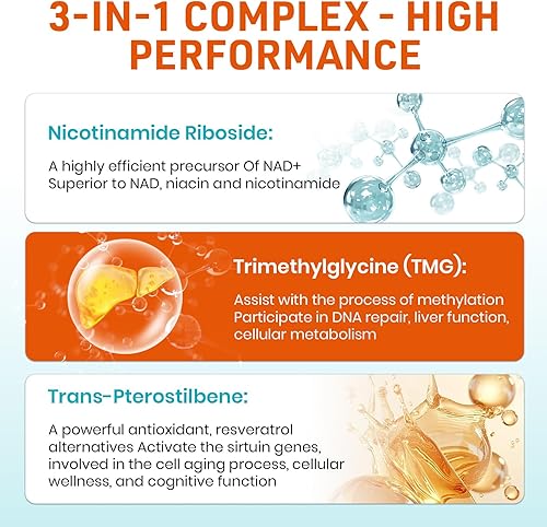 Miniatura 4 de Ribosida de nicotinamida de 2000 mg, alternativa al suplemento NMNH, suplemento liposomal NAD nicotinamida ribósido con TMG y pterostilbeno -