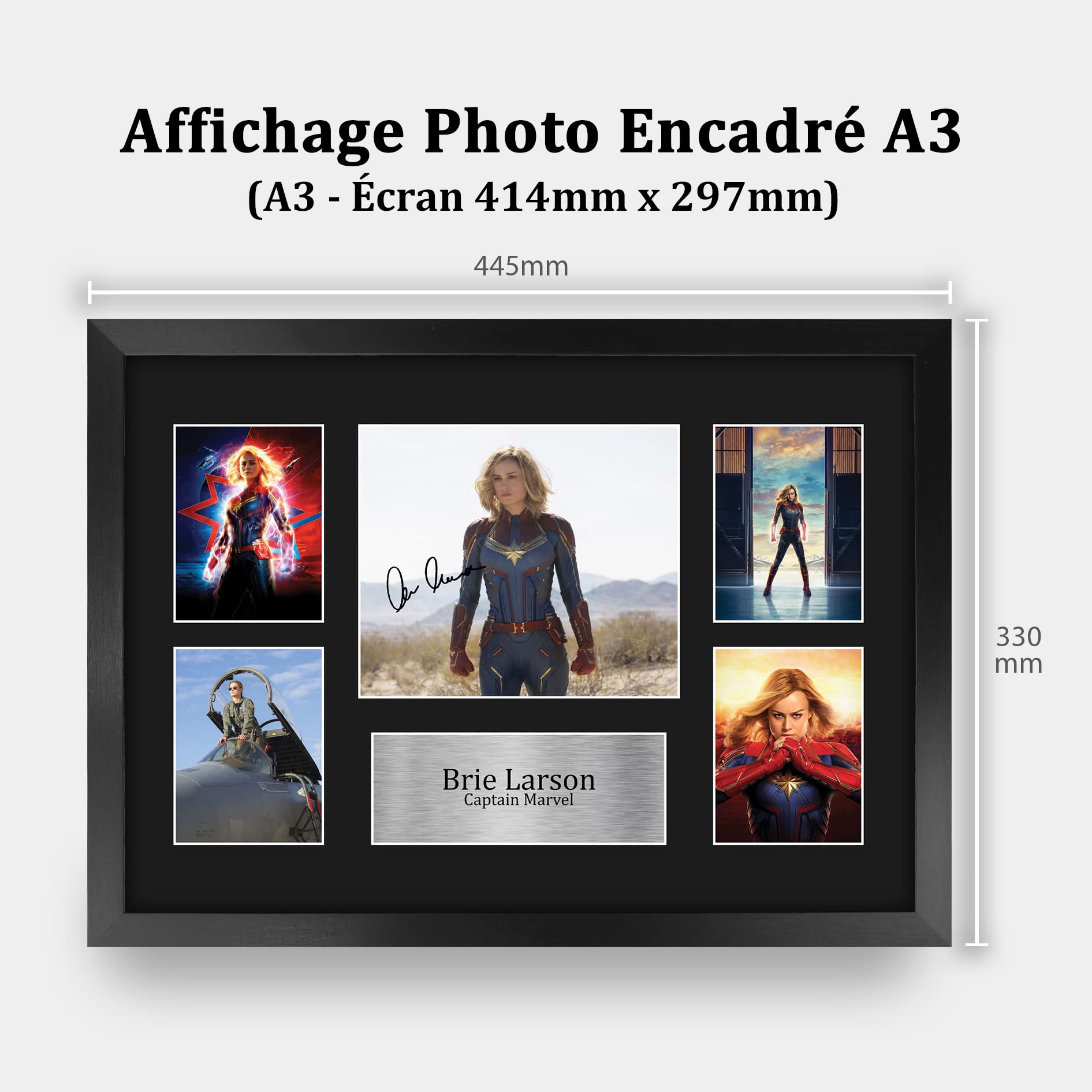 HWC Trading FR A3 Brie Larson MCU Captain Marvel Cadeaux Imprimé Signé Autographe Photo pour les fans de cinéma - A3 Encadré