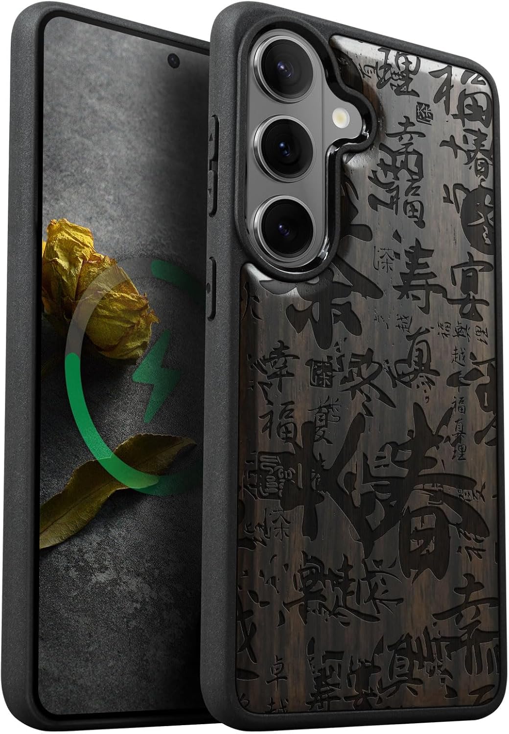 Carveit Magnetic Wooden Case for Galaxy S26+ Samsung S26 Plus Case, TPU Shockproof Cover & Wood Engraved, Compatible with MagSafe Wireless Chargers (Calligraphy in Chinese) Blackwood