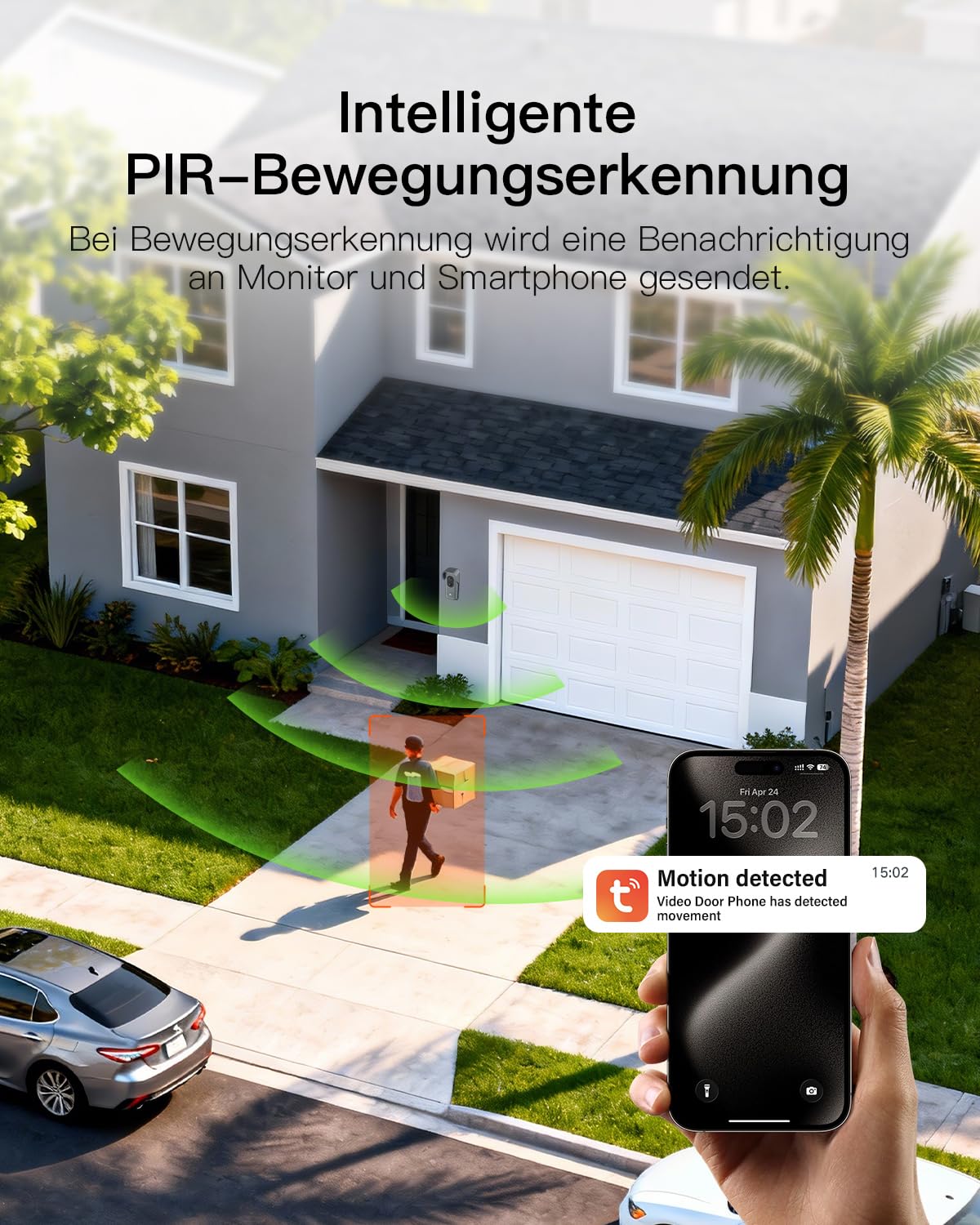 WiFi Video-Türsprechanlage, kabellos, mit Touchscreen, 8 Zoll, wasserdicht, Türklingel mit Doppelkamera, kein Abonnement, Bewegungserkennung, App-Steuerung