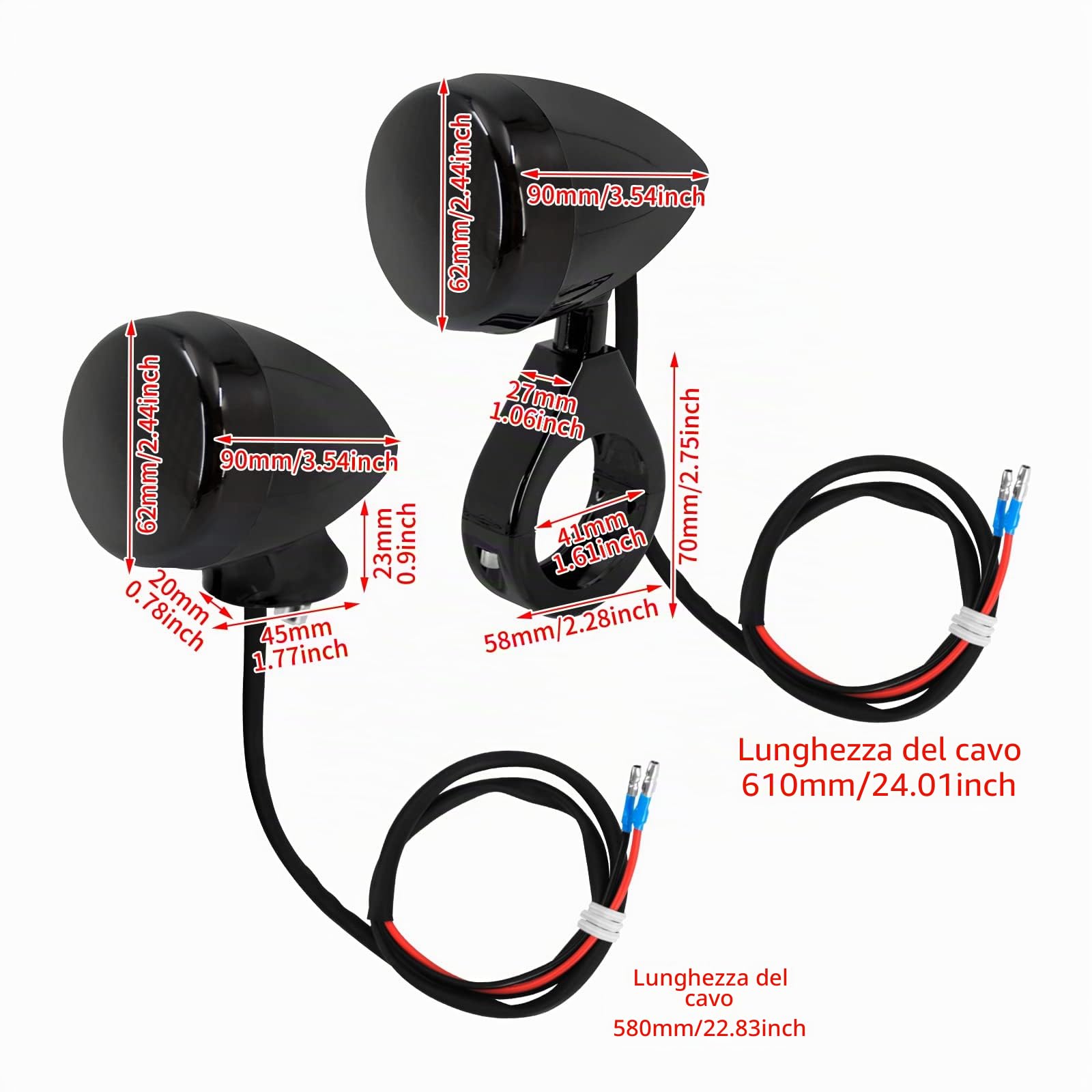 4Pcs Anteriore Posteriore Moto Led Indicatori di Direzione Luce 41Mm Fit Indicatore Morsetto Forcella Blinker Fit per Harley Sportster Dyna Bobber Yamaha Suzuki Kawasaki All Black