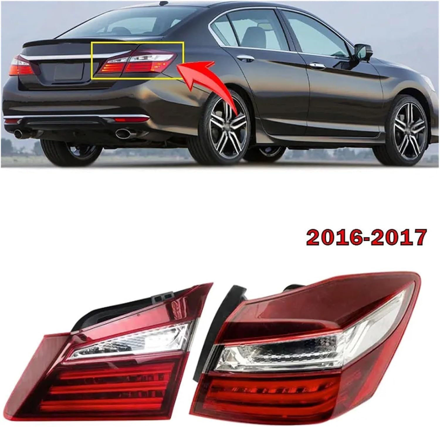Compatible With Honda Accord 9.5th Petrol Version 2016 2017 Rear Tail Light Brake Lights Reversing Lamp Cover Taillight Assembly(Inner right)