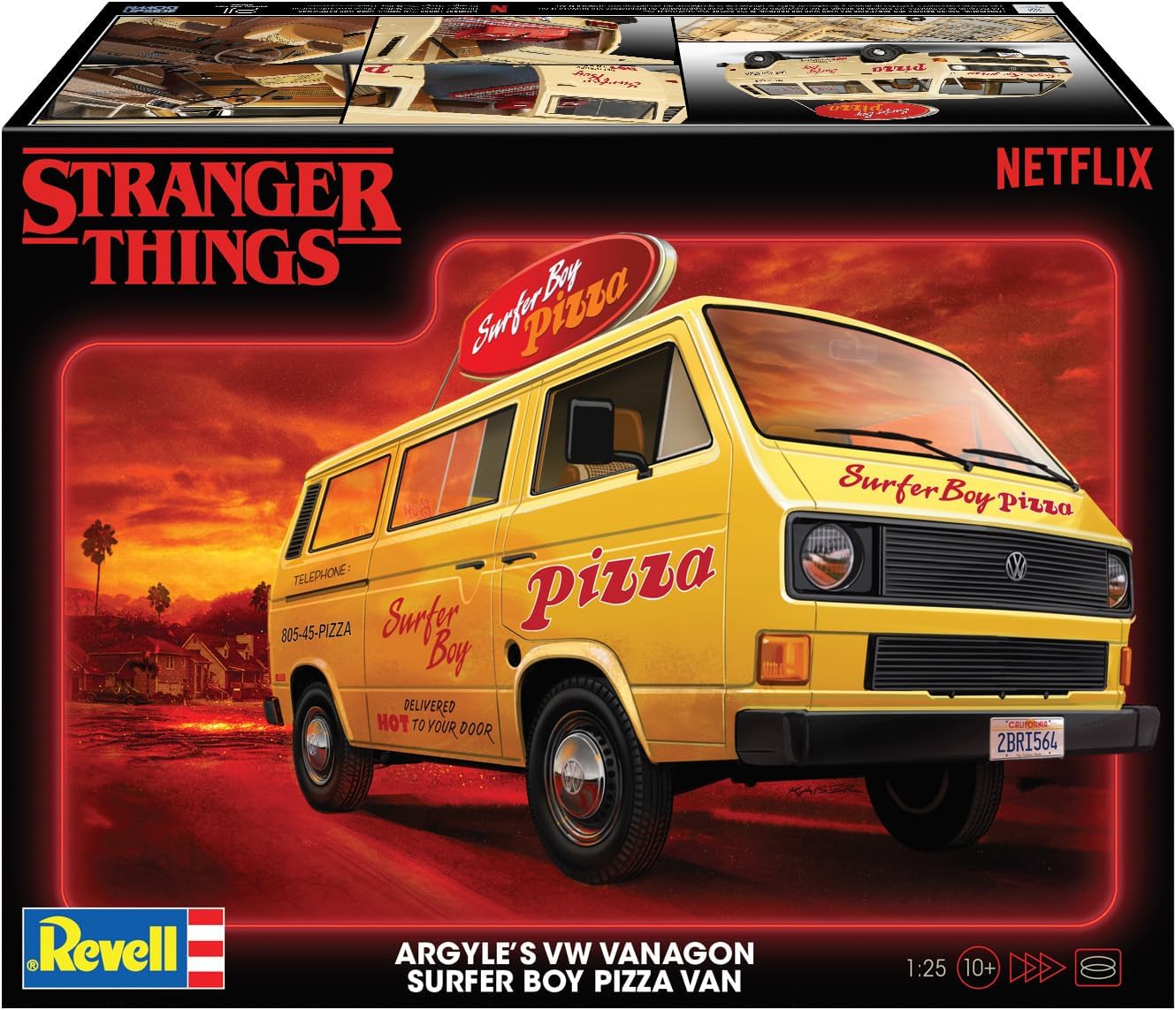 Revell 14559 Stranger Things VW T3 Surfer Boy Pizza Van 1:25 Scale 90-Piece Skill Level 3 Model Building Kit