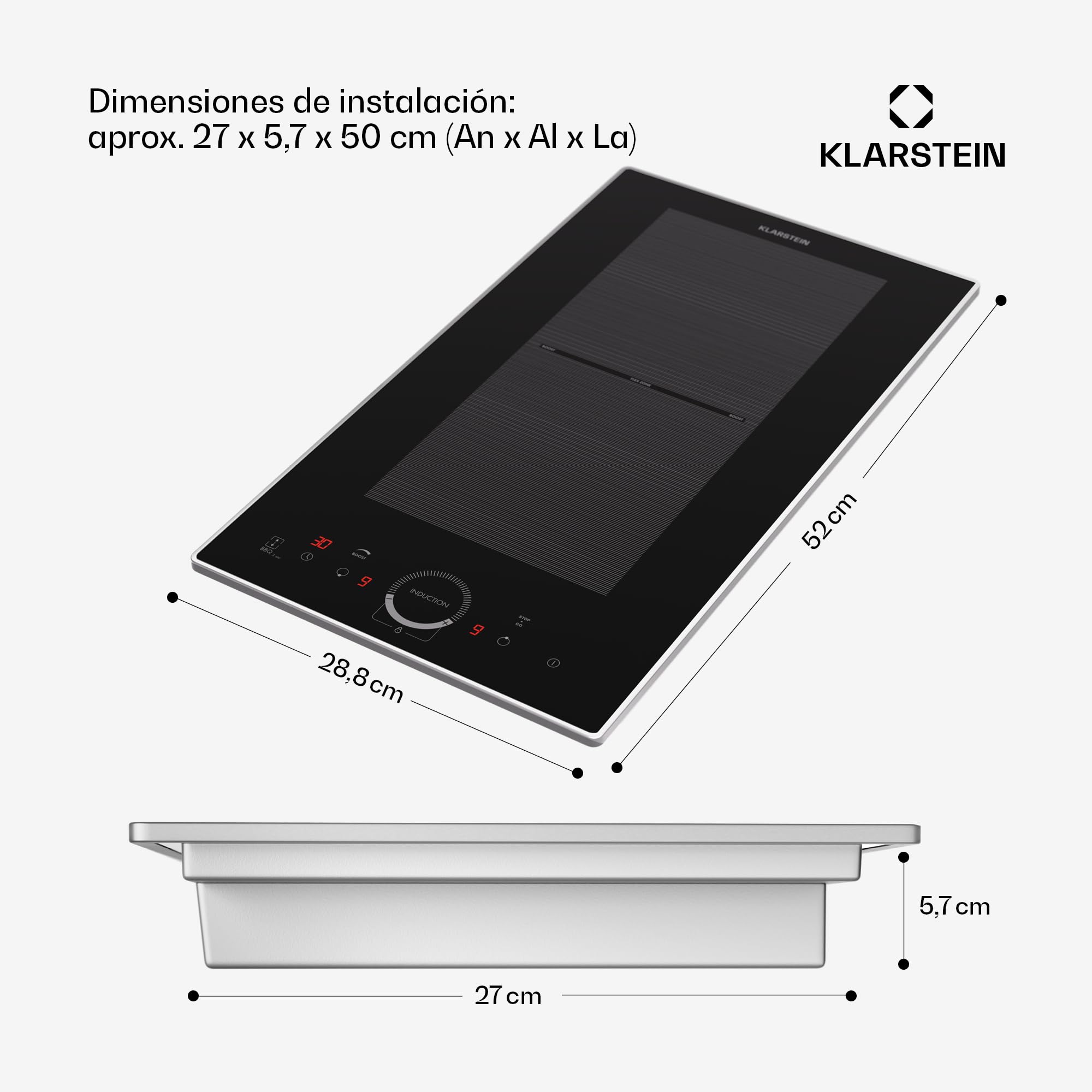 Placa de inducción Klarstein de 2 fuegos, placa empotrable con 2 fuegos, 3500 vatios, placa con panel de control táctil y temporizador, cocina eléctrica eficiente. — view 7