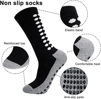 Zuimei 3 Pairs Football Grip Socks for Men Kids, Grip Socks Football Socks