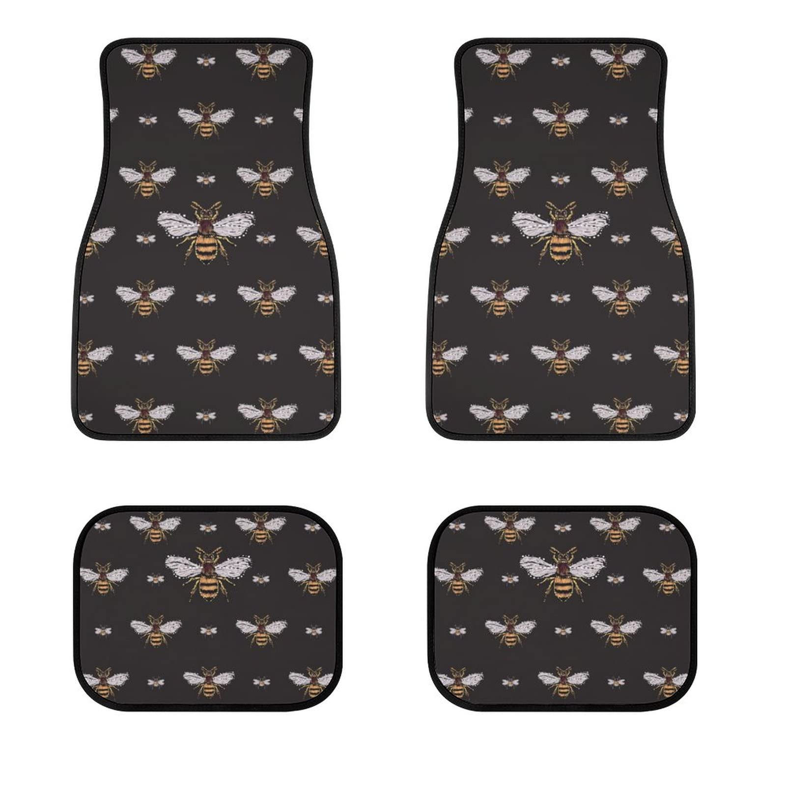 KiuLoam Funny Honey Bee Car Floor Mats Front & Rear Liners Set, Universal Fit Auto Carpet Floor Mats Set of 4 for SUV,Vans,Sedans,Trucks, Automotive Floor Mats for Women Men