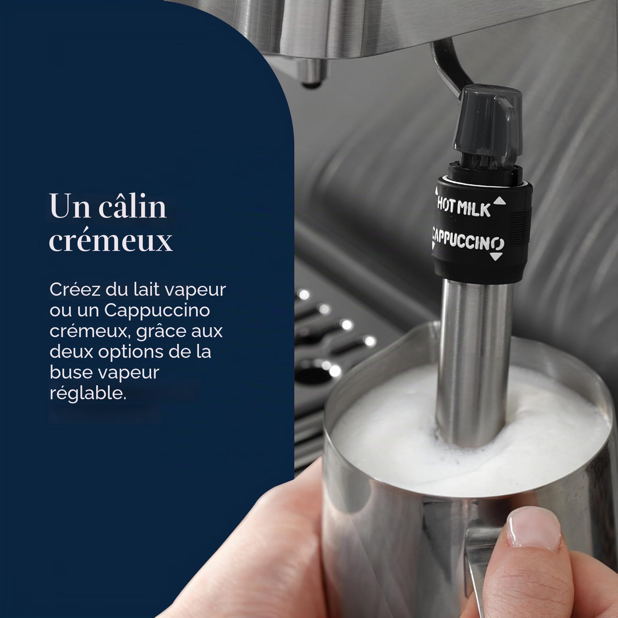 De'Longhi Linea Classic EM450.M Machine à café manuelle avec tige vapeur, machine à expresso avec pompe barista, buse pour cappuccino, filtre double paroi, 15 bar, tasse jusqu'à 13 cm, acier