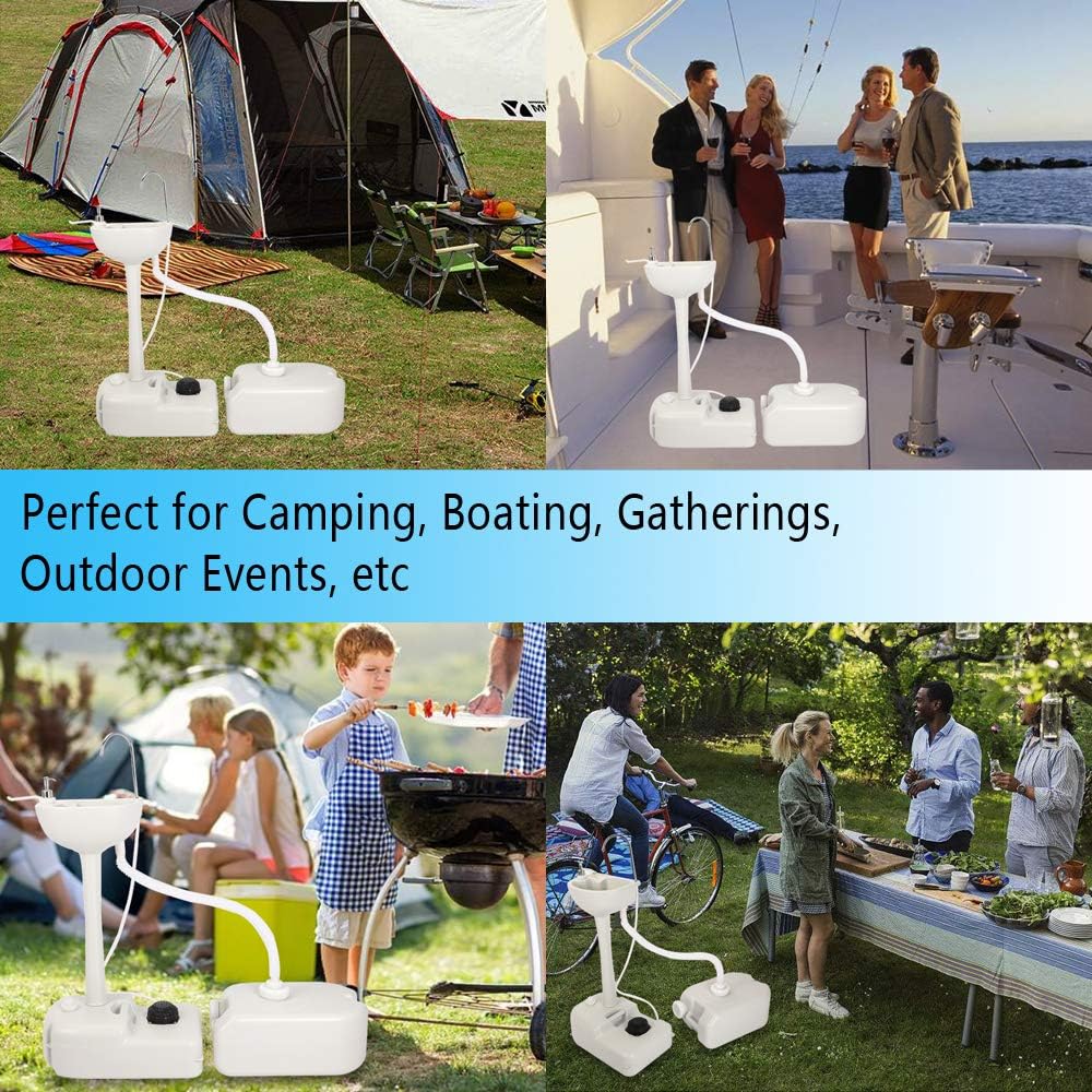 VINGLI Portable Hand Sink with 24L Recovery Tank, 5 Gal Self-contained Hand Wash Basin for Camping/RV/Garden/Outdoor Events/Gatherings, Lightweight & Detachable