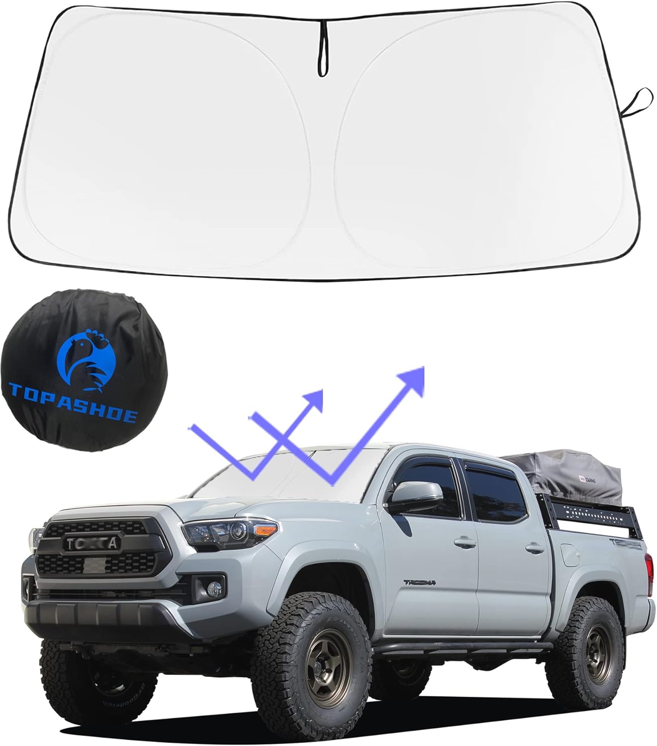 Windshield Sunshade Compatible with 2022 2021 2020 2019 2018 2017 2016 Toyota