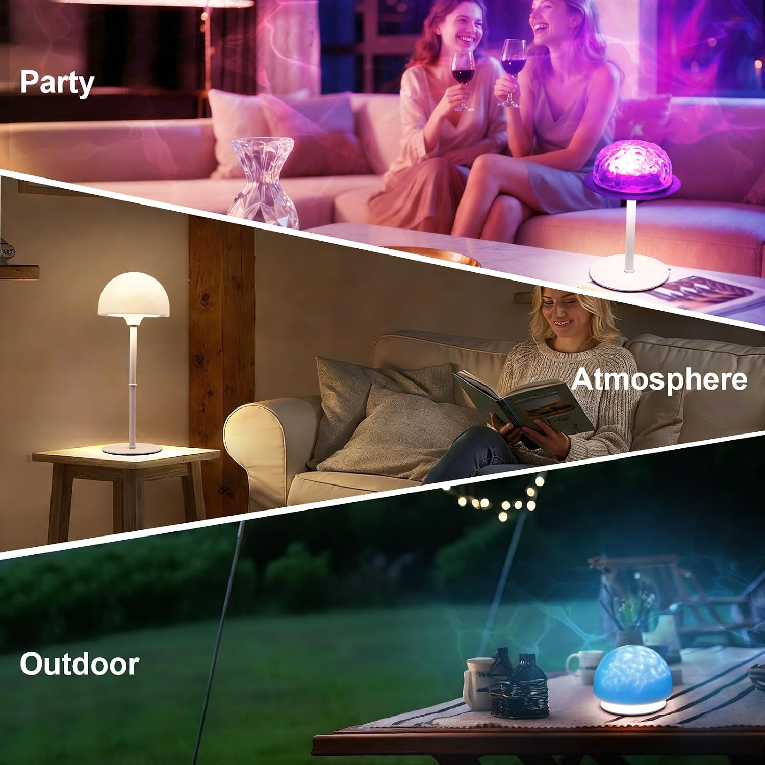 Waterproof Shower Lamp, 16 Color Changeable Ocean Wave Projector Light with Adjustable Height, Rechargeable Bathroom Lamp with Remote, Cordless Shower Light for Inside Shower, Bathtub
