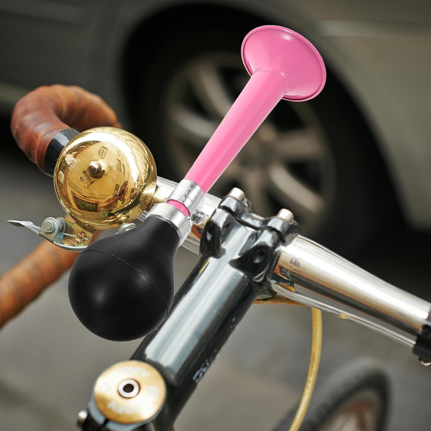 Metal Plated Bicycle Air Horn Loud Bike Bell Retro Mountain Bike Horn Pink for ’s Cycling Accessories