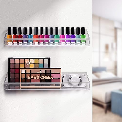 Miniatura 2 de Sorbus Estantes de baño acrílicos flotantes, estantes acrílicos transparentes, estante de ducha para tocador de baño, cocina, estantería, estante de