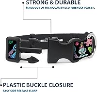 Vista 4 de Buckle-Down Ohana Means Family/Stitch & Scrump Poses/Collar de clip de plástico con flora tropical, estrecho pequeño/6-9 pulgadas