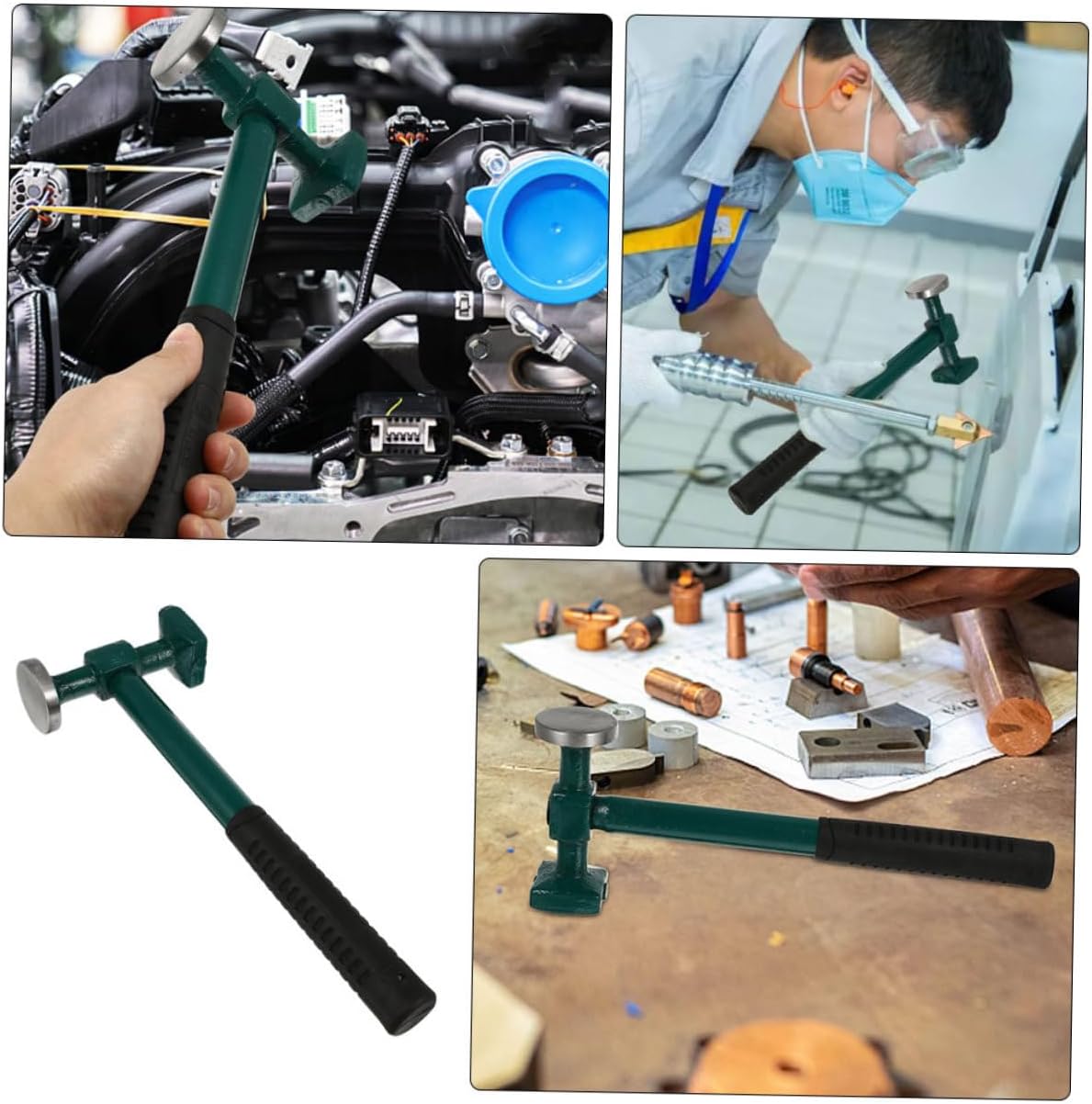 HOMSFOU 2Pcs Repair Sheet Hammer Handle Auto Body Hammers for Precision Vehicle Panel Repairs Durable Tools for Door Skin Restoration
