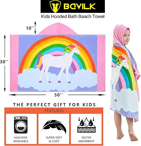 Miniatura 17 de Toallas de baño para niños, toalla para niños con capucha para playa, baño, piscina, toallas de natación de 30 x 50 pulgadas, tamaño grande, ultra