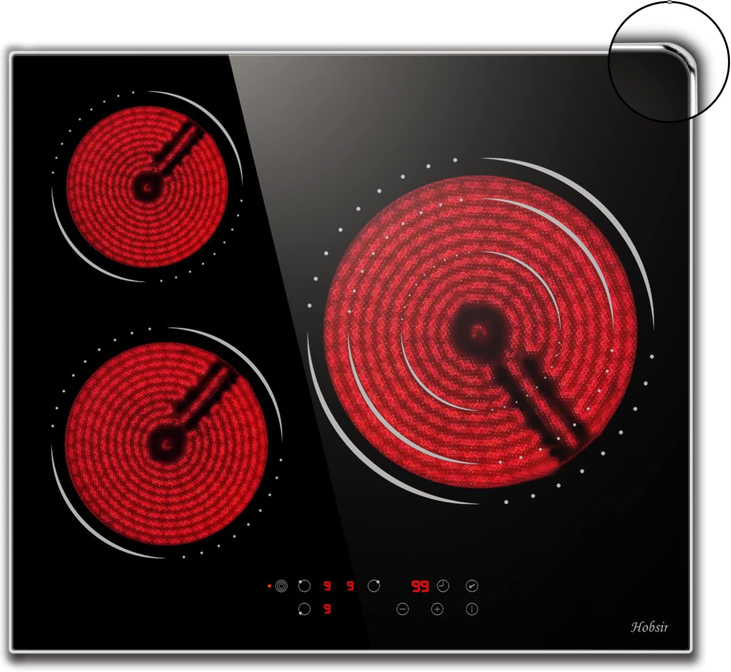 3 burners electric cooktop