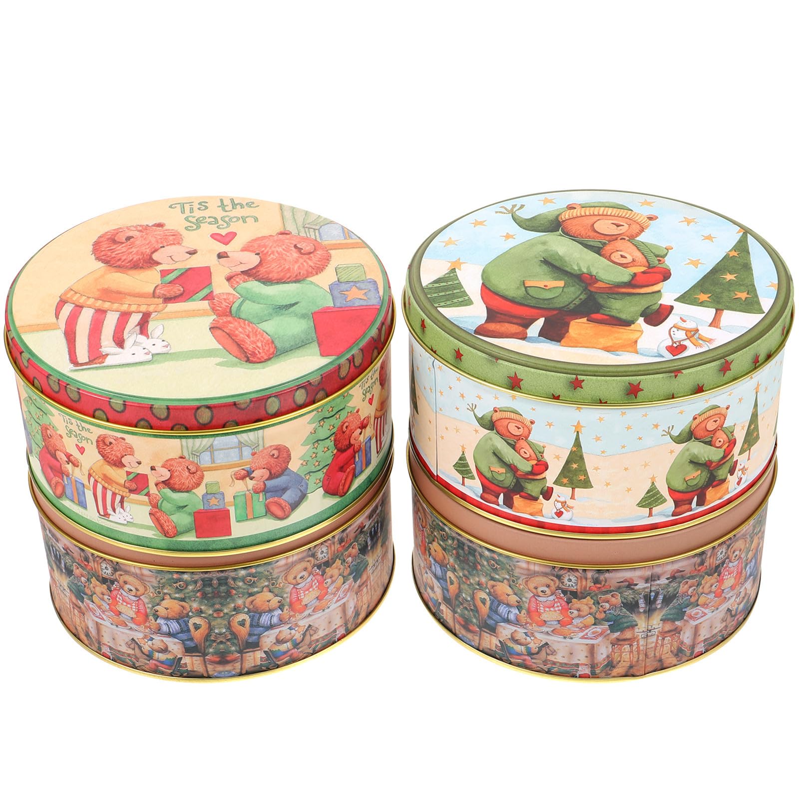 JECOMPRIS 4 Cajas Metálicas Navideñas Varios estilos Diseño y Almacenamiento Adecuado para Dulces y Galletas de Hojalata para Fiesta de Navidad Varios estilos