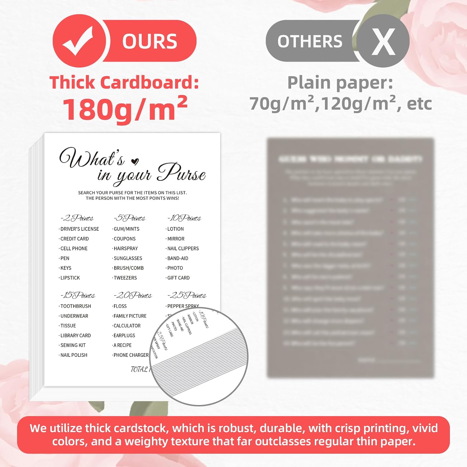 What's in Your Purse Bridal Shower Game, 50 Cards