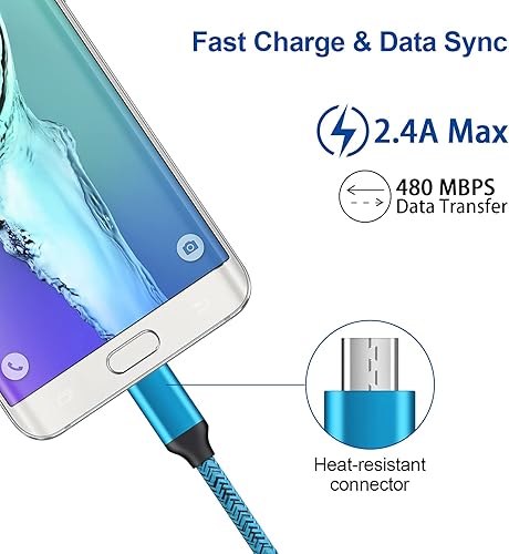 Miniatura 2 de Bloque de cubo de cargador de pared para teléfono Android con cable micro USB compatible con Moto E, G, G5 Plus/E5 Play E6 E4, Samsung Galaxy Note