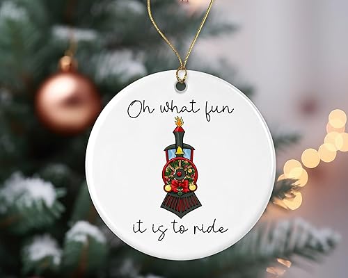 Miniatura 2 de Adorno Oh What Fun It is to Ride, adorno de tren, regalo para niños, adorno de Navidad de tren de nieto, adorno de tren de Navidad impreso en ambos