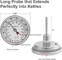 Vista 3 de Termómetro de acero inoxidable para elaboración de cerveza casera, 1/2 NPT con tuerca de bloqueo y junta tórica (cara de 3 pulgadas)