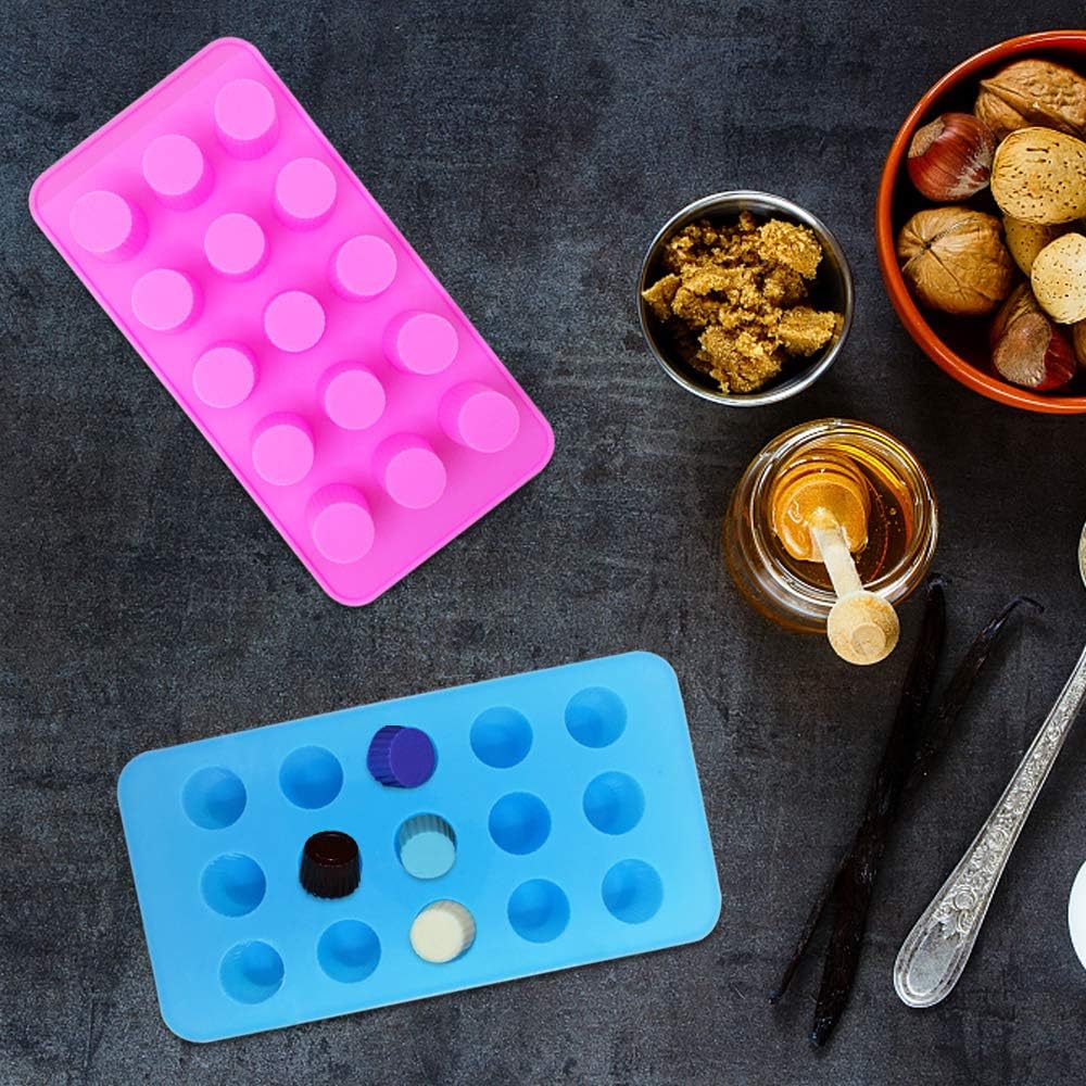 3 pcs Silicone Candy Molds, FineGood Fat Bombs Chocolate Molds Ice Cube Trays Cookies Baking Pans - Chocolate, Pink, Blue
