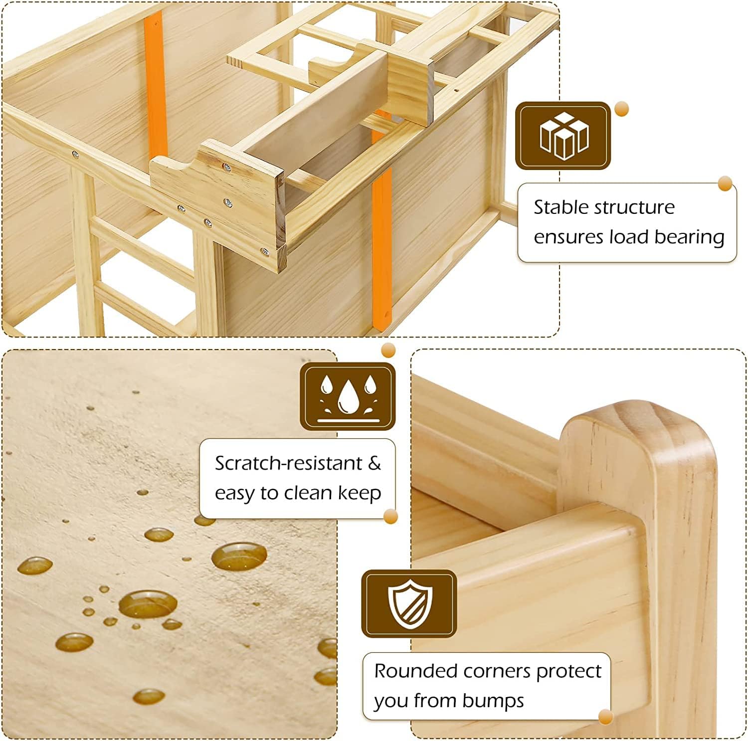 Dog Bed Wooden Dog Bed Frame Dog Kennel Furniture Elevated Pet Bed Dog Bunk Wooden Bed Dog Bed with Rails for Medium & Small Dogs for Dogs Pet Cat ()